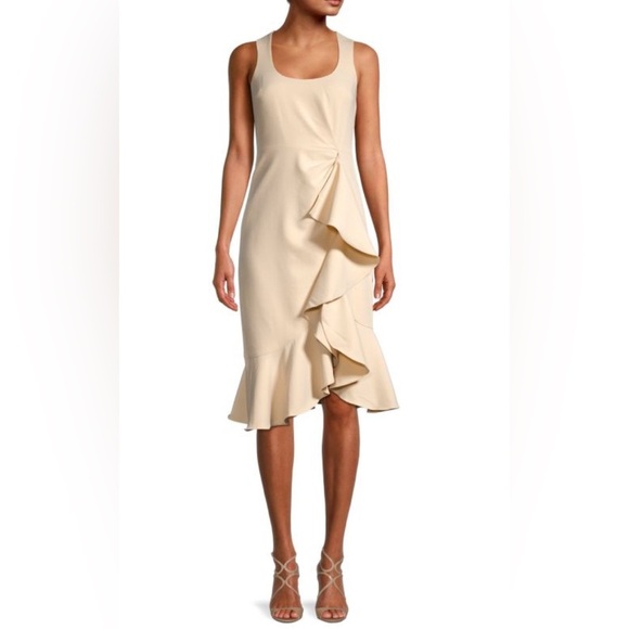 Cinq a Sept Ruffle Angela Sleeveless Dress size 2 sand tan beige - Picture 1 of 7